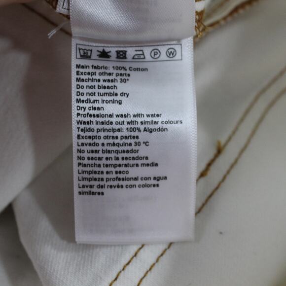 Ba&sh Jeans Womens 1 Small Straight High Rise Raw Hem White Denim Chic Casual - Picture 9 of 16